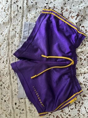 Nike Purple and Yellow Athletic Shorts